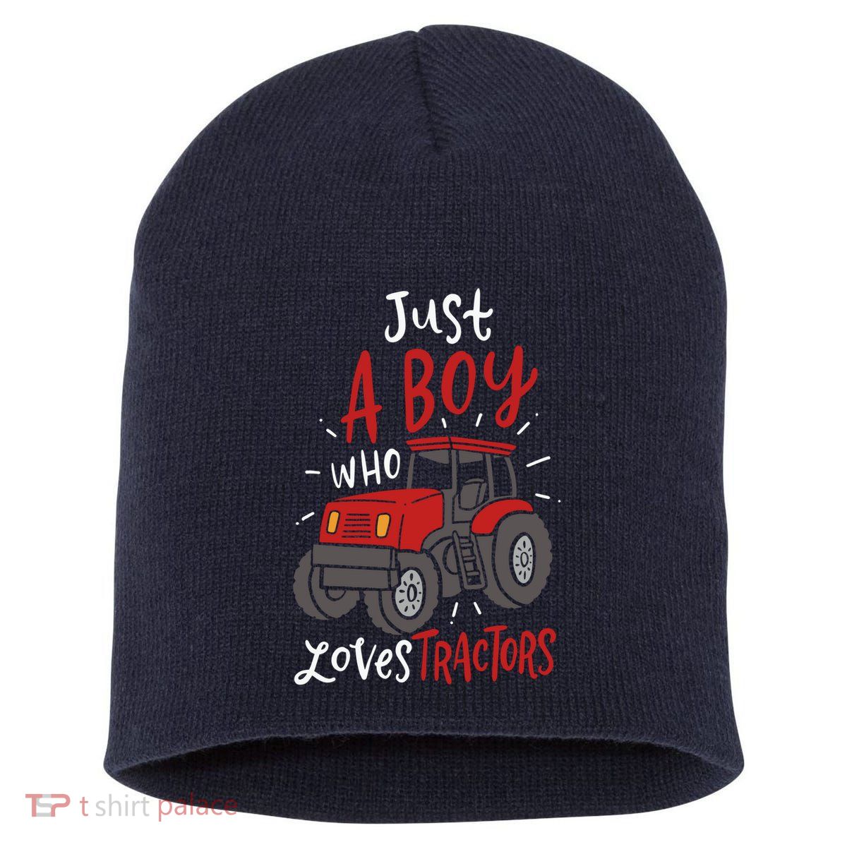 Just A Boy Who Loves Tractors Short Acrylic Beanie