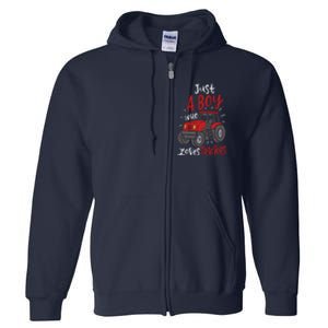 Just A Boy Who Loves Tractors Full Zip Hoodie