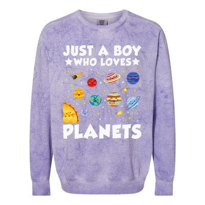 Just A Boy Who Loves Planets Solar System Space Science Geek Colorblast Crewneck Sweatshirt