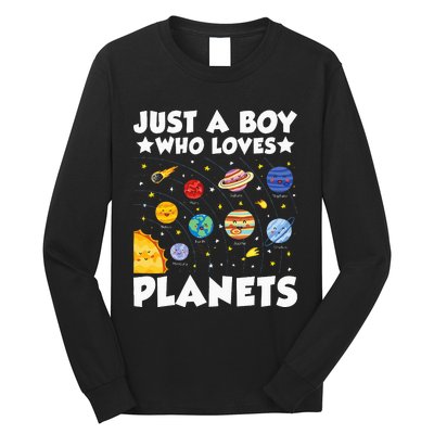 Just A Boy Who Loves Planets Solar System Space Science Geek Long Sleeve Shirt