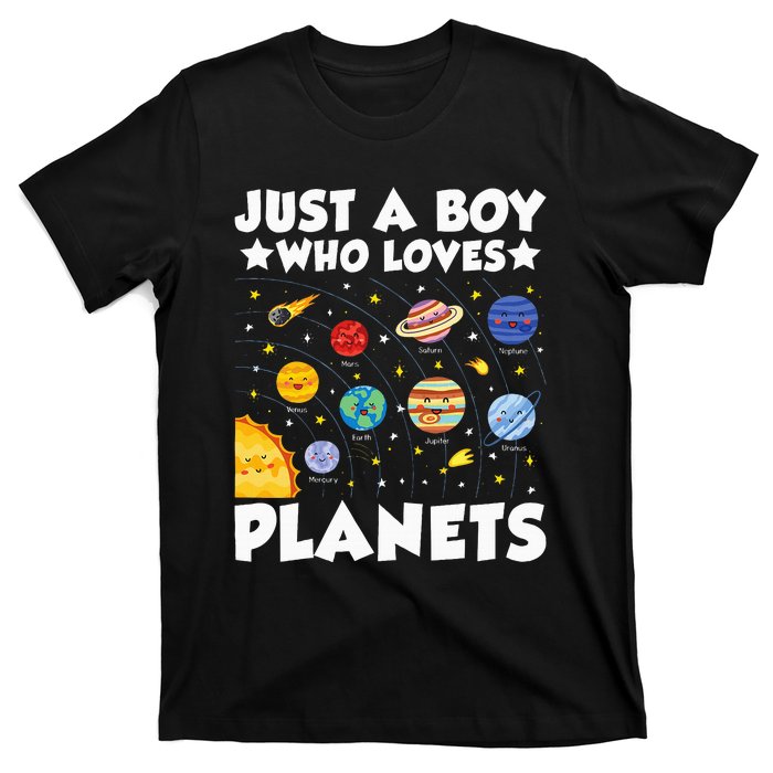 Just A Boy Who Loves Planets Solar System Space Science Geek T-Shirt