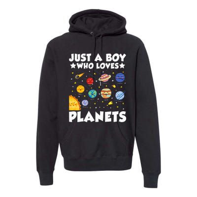 Just A Boy Who Loves Planets Solar System Space Science Geek Premium Hoodie