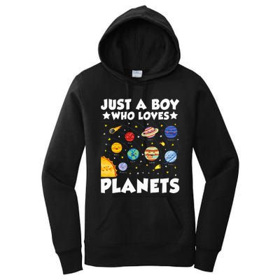 Just A Boy Who Loves Planets Solar System Space Science Geek Women's Pullover Hoodie