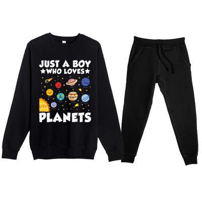 Just A Boy Who Loves Planets Solar System Space Science Geek Premium Crewneck Sweatsuit Set