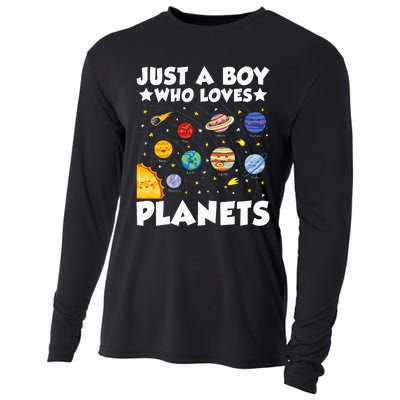 Just A Boy Who Loves Planets Solar System Space Science Geek Cooling Performance Long Sleeve Crew