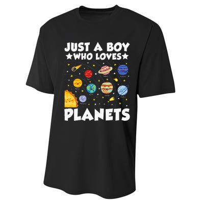 Just A Boy Who Loves Planets Solar System Space Science Geek Performance Sprint T-Shirt