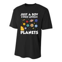 Just A Boy Who Loves Planets Solar System Space Science Geek Youth Performance Sprint T-Shirt