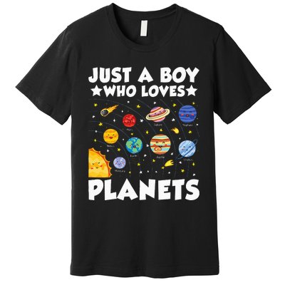 Just A Boy Who Loves Planets Solar System Space Science Geek Premium T-Shirt