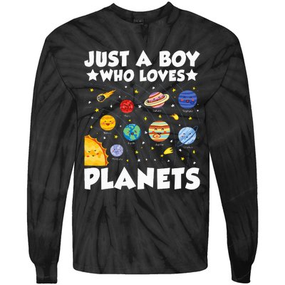 Just A Boy Who Loves Planets Solar System Space Science Geek Tie-Dye Long Sleeve Shirt