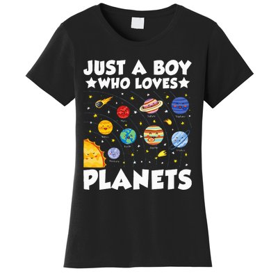 Just A Boy Who Loves Planets Solar System Space Science Geek Women's T-Shirt