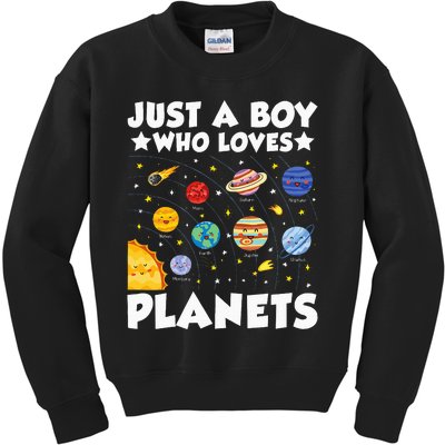 Just A Boy Who Loves Planets Solar System Space Science Geek Kids Sweatshirt