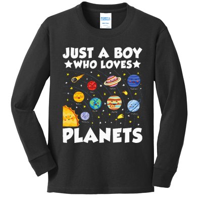 Just A Boy Who Loves Planets Solar System Space Science Geek Kids Long Sleeve Shirt