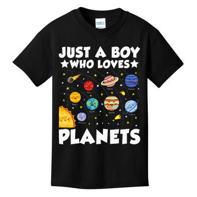 Just A Boy Who Loves Planets Solar System Space Science Geek Kids T-Shirt