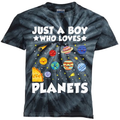 Just A Boy Who Loves Planets Solar System Space Science Geek Kids Tie-Dye T-Shirt