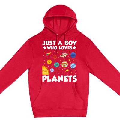 Just A Boy Who Loves Planets Solar System Space Science Geek Premium Pullover Hoodie