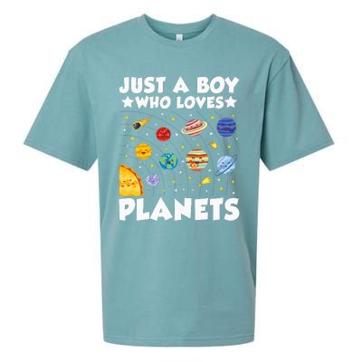 Just A Boy Who Loves Planets Solar System Space Science Geek Sueded Cloud Jersey T-Shirt