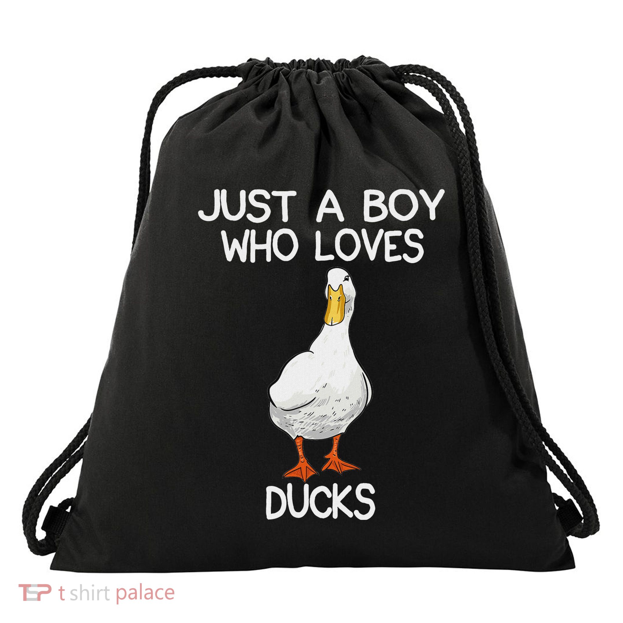 Just A Boy Who Loves Ducks Lover Gifts Duck Owner Drawstring Bag