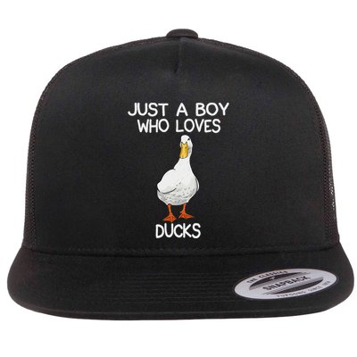 Just A Boy Who Loves Ducks Lover Gifts Duck Owner Flatbill Hat
