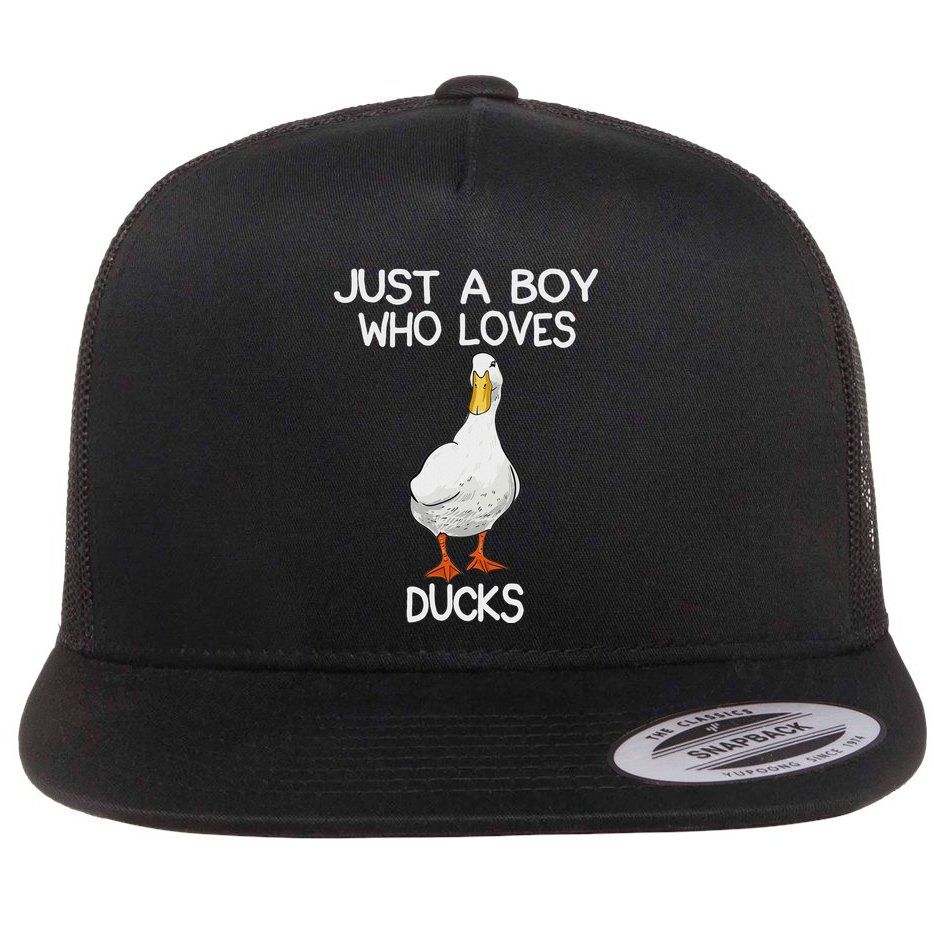 Just A Boy Who Loves Ducks Lover Gifts Duck Owner Flat Bill Trucker Hat