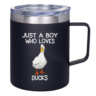 Just A Boy Who Loves Ducks Lover Gifts Duck Owner 12oz Stainless Steel Coffee Mug
