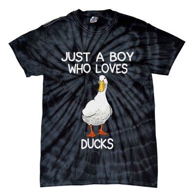 Just A Boy Who Loves Ducks Lover Gifts Duck Owner Tie-Dye T-Shirt