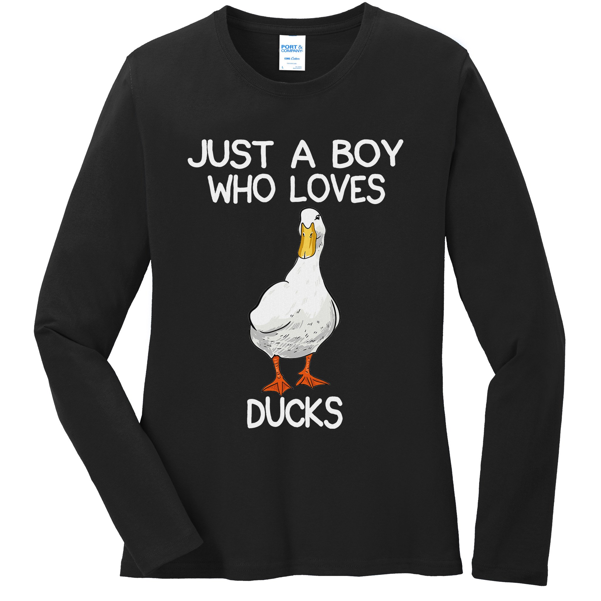 Just A Boy Who Loves Ducks Lover Gifts Duck Owner Ladies Long Sleeve Shirt