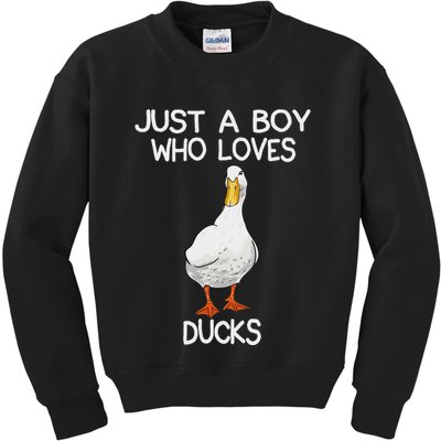 Just A Boy Who Loves Ducks Lover Gifts Duck Owner Kids Sweatshirt
