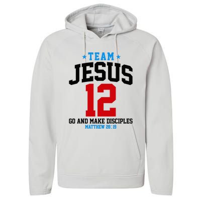 Jesus and Baseball Team Jesus Christian Matthew 2819 Love Performance Fleece Hoodie