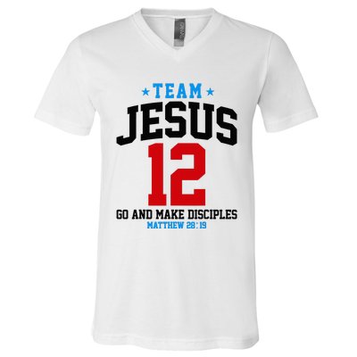 Jesus and Baseball Team Jesus Christian Matthew 2819 Love V-Neck T-Shirt