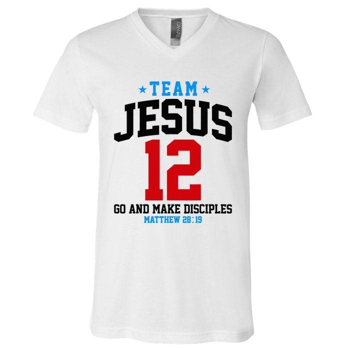 Jesus and Baseball Team Jesus Christian Matthew 2819 Love V-Neck T-Shirt