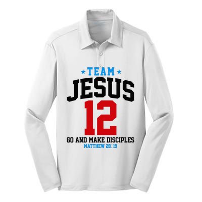 Jesus and Baseball Team Jesus Christian Matthew 2819 Love Silk Touch Performance Long Sleeve Polo