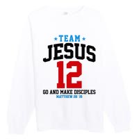 Jesus and Baseball Team Jesus Christian Matthew 2819 Love Premium Crewneck Sweatshirt