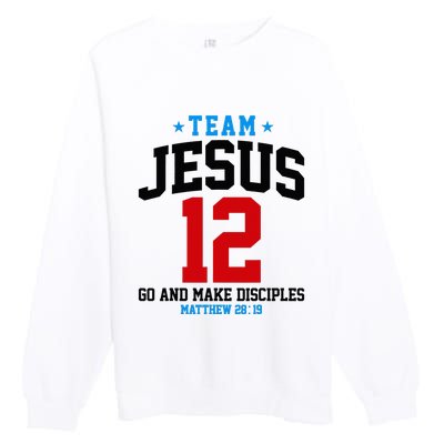 Jesus and Baseball Team Jesus Christian Matthew 2819 Love Premium Crewneck Sweatshirt