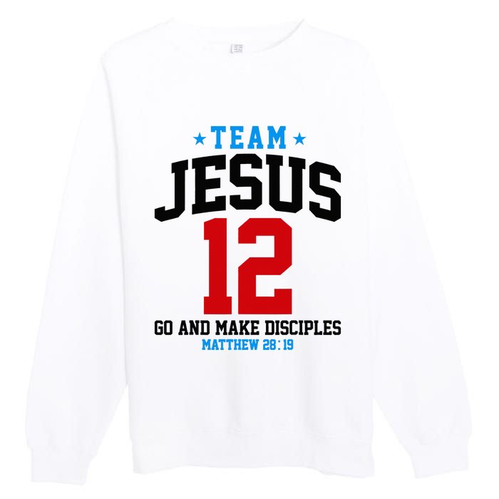 Jesus and Baseball Team Jesus Christian Matthew 2819 Love Premium Crewneck Sweatshirt