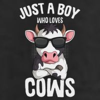Just A Boy Who Loves Cows Farmer Cow 7 Panel Mesh Trucker Snapback Hat