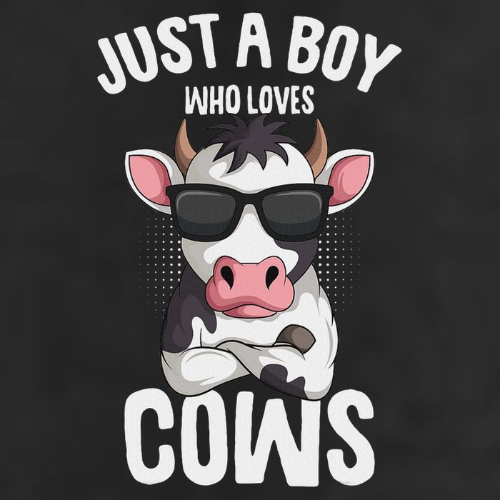 Just A Boy Who Loves Cows Farmer Cow 7 Panel Mesh Trucker Snapback Hat