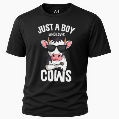 Just A Boy Who Loves Cows Farmer Cow Performance Shirt