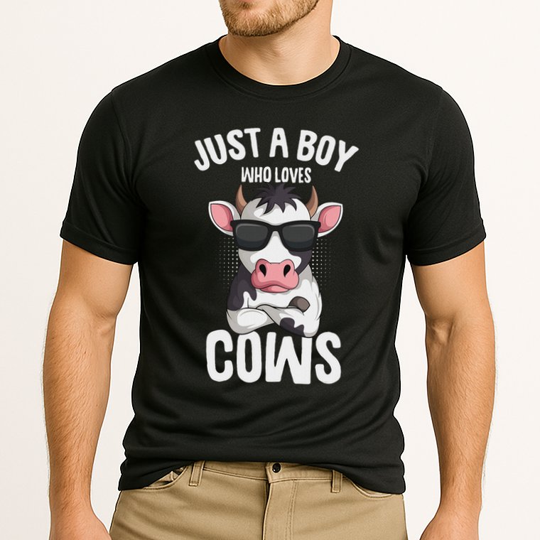Just A Boy Who Loves Cows Farmer Cow Cooling Performance Crew T-Shirt