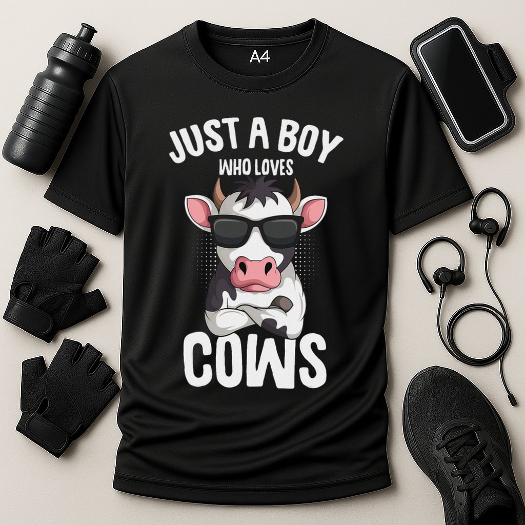 Just A Boy Who Loves Cows Farmer Cow Cooling Performance Crew T-Shirt