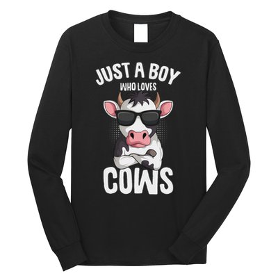 Just A Boy Who Loves Cows Farmer Cow Long Sleeve Shirt