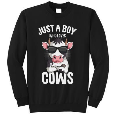 Just A Boy Who Loves Cows Farmer Cow Sweatshirt