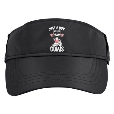 Just A Boy Who Loves Cows Farmer Cow Adult Drive Performance Visor