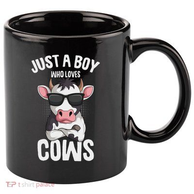 Just A Boy Who Loves Cows Farmer Cow 11oz C Handle Ceramic Mug