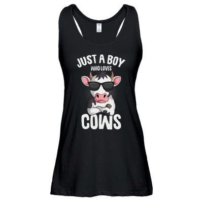 Just A Boy Who Loves Cows Farmer Cow Ladies Essential Flowy Tank