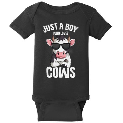 Just A Boy Who Loves Cows Farmer Cow Baby Bodysuit