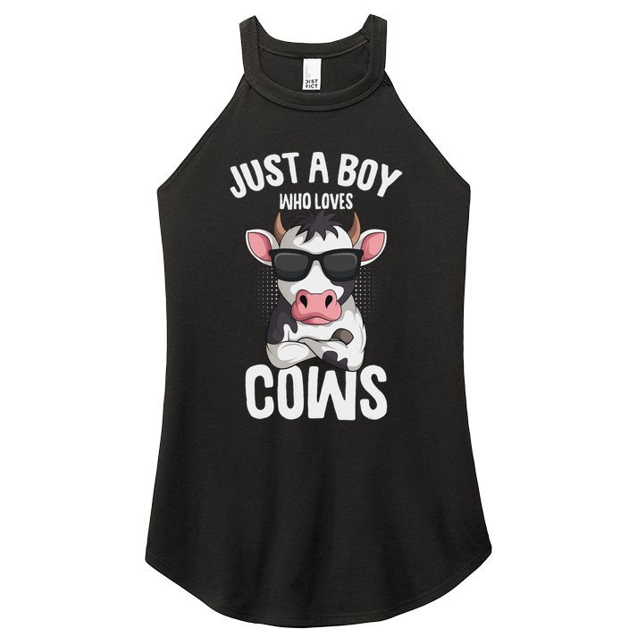 Just A Boy Who Loves Cows Farmer Cow Women's Perfect Tri Rocker Tank