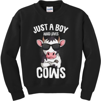 Just A Boy Who Loves Cows Farmer Cow Kids Sweatshirt