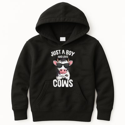Just A Boy Who Loves Cows Farmer Cow Kids Hoodie