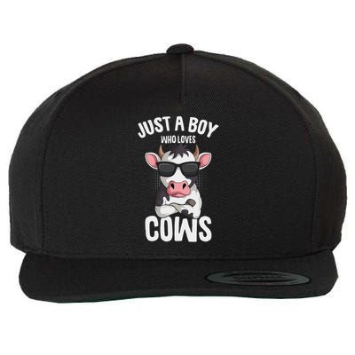 Just A Boy Who Loves Cows Farmer Cow Wool Snapback Cap
