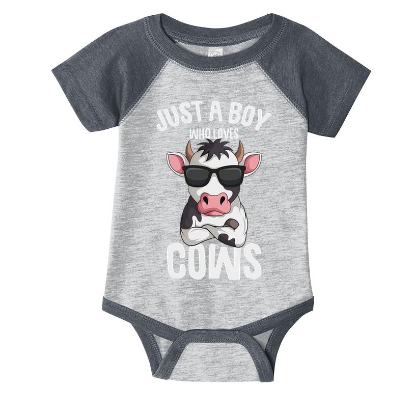 Just A Boy Who Loves Cows Farmer Cow Infant Baby Jersey Bodysuit